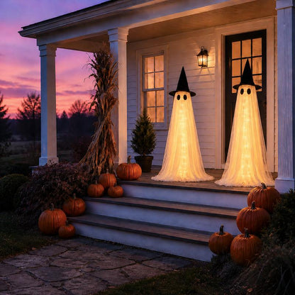 2-Pack 5Ft Halloween Spooky Lighted Ghost Decor Set