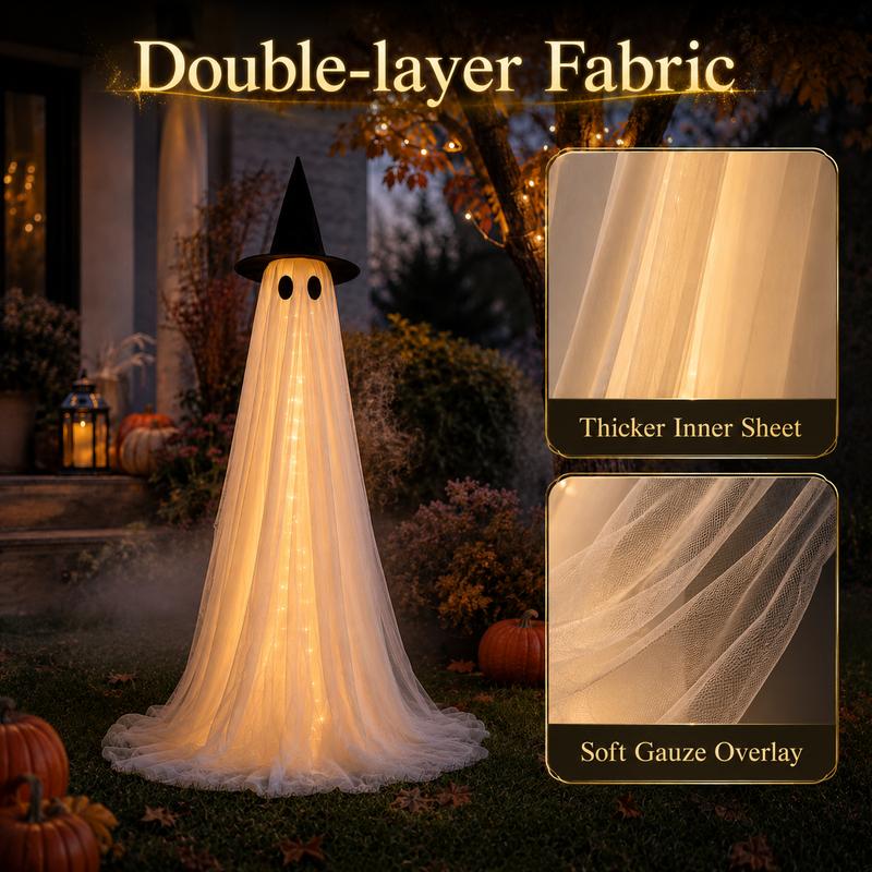 2-Pack 5Ft Halloween Spooky Lighted Ghost Decor Set