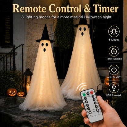 2-Pack 5Ft Halloween Spooky Lighted Ghost Decor Set