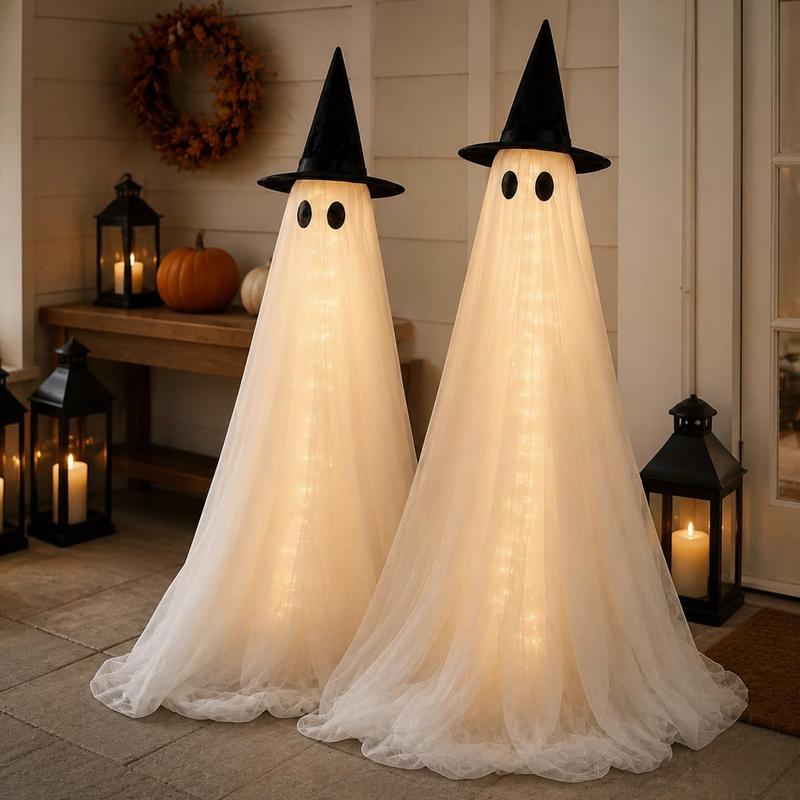 2-Pack 5Ft Halloween Spooky Lighted Ghost Decor Set