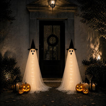2-Pack 5Ft Halloween Spooky Lighted Ghost Decor Set