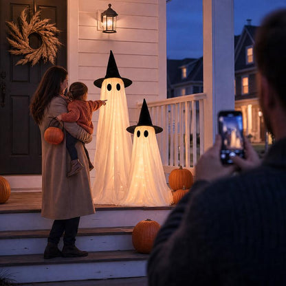 2-Pack 5Ft Halloween Spooky Lighted Ghost Decor Set