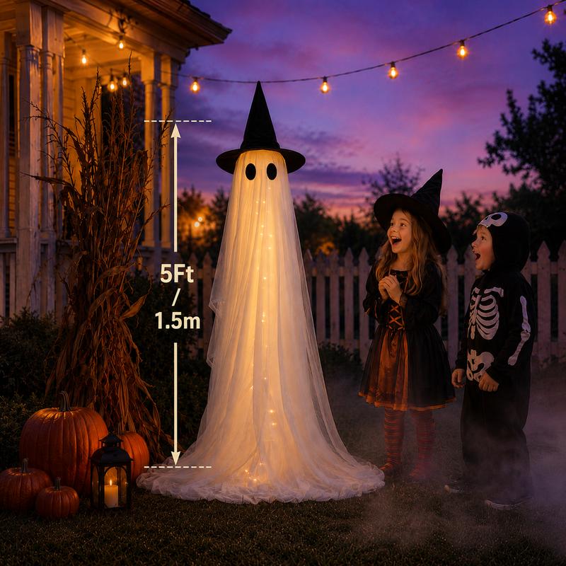 2-Pack 5Ft Halloween Spooky Lighted Ghost Decor Set