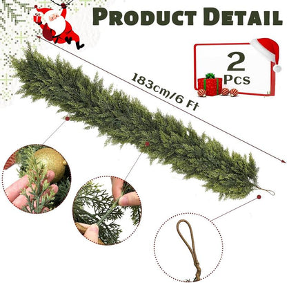 Lumivera™ 6 Ft 2Pcs Artificial Cedar Christmas Garland